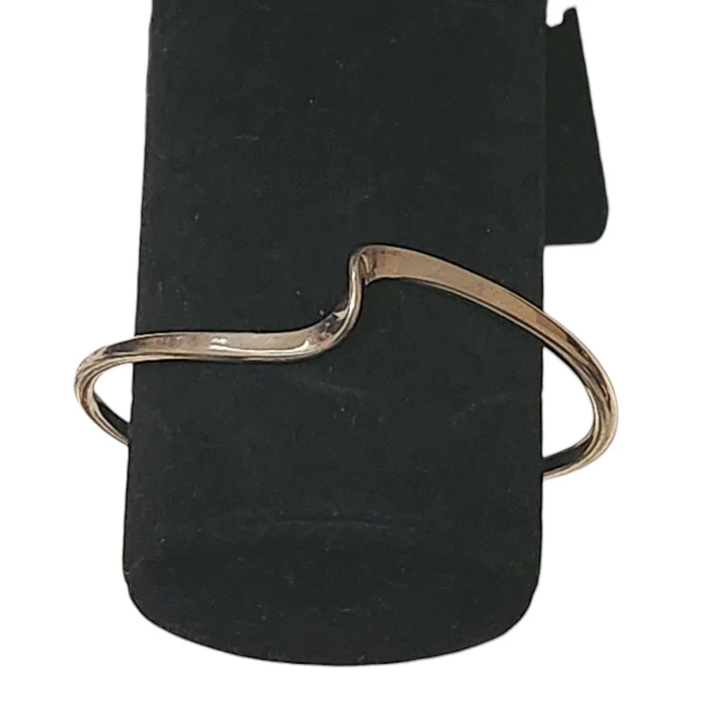 Sterling Silver 925 Wavy Cuff Bracelet Bangle Statement Modern Minimalist‎ - Picture 2 of 6